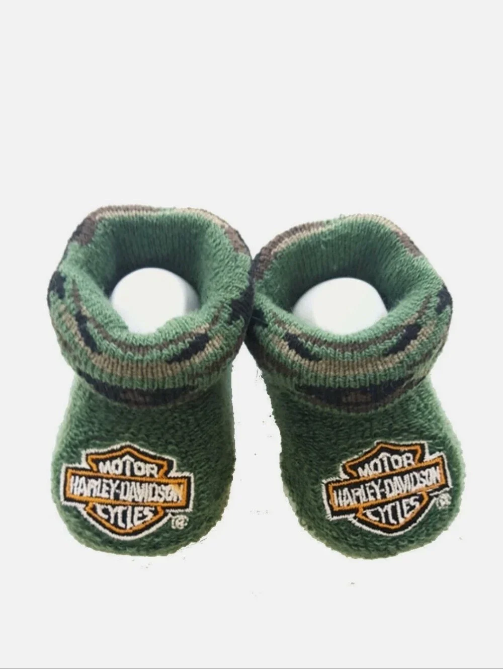 NWT Baby Harley-Davidson Olive Green Infant Booties with Patch